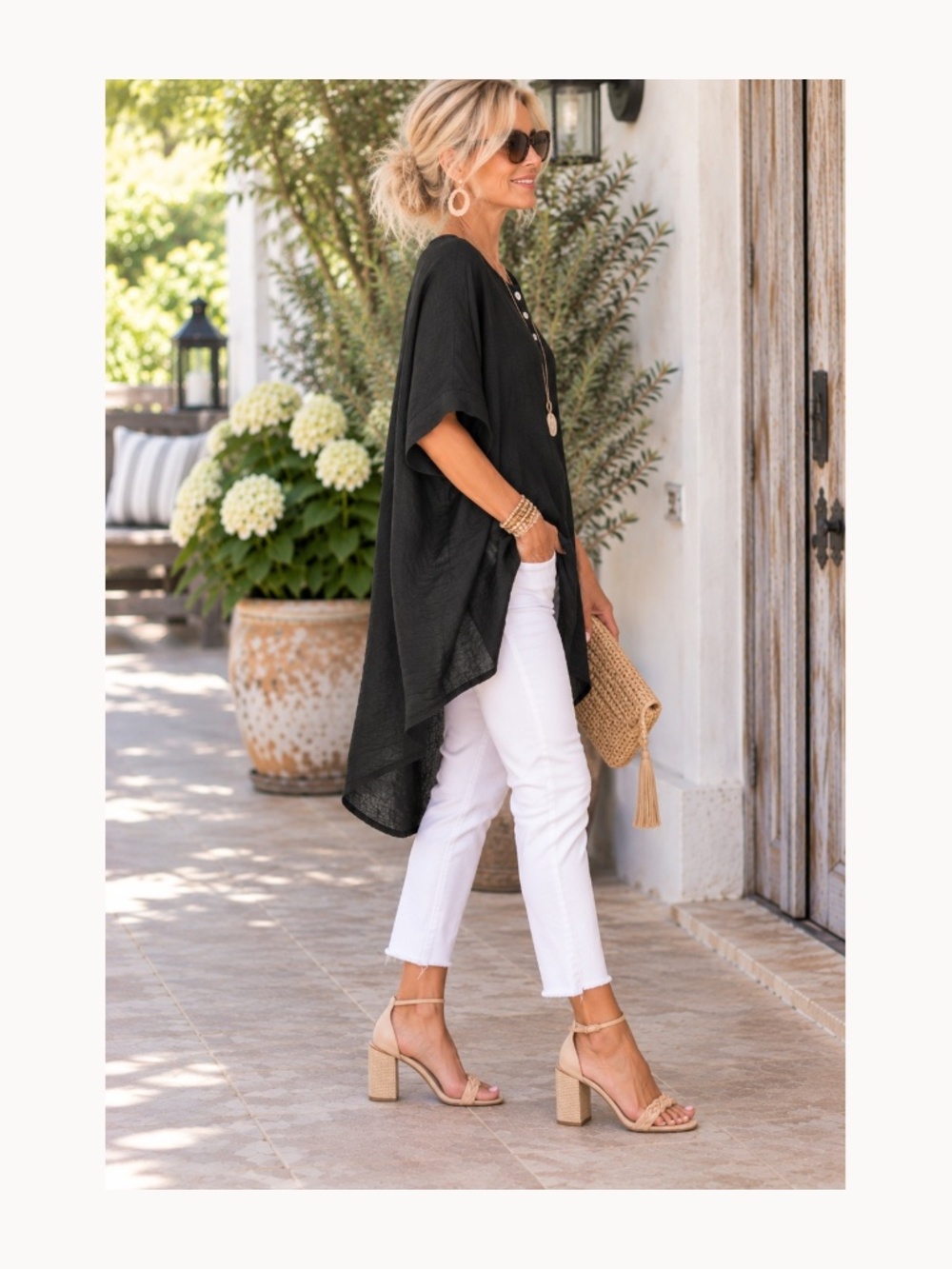 Black Lagenlook Oversized Asymmetrical Tunic Top – Relaxed Boho Style